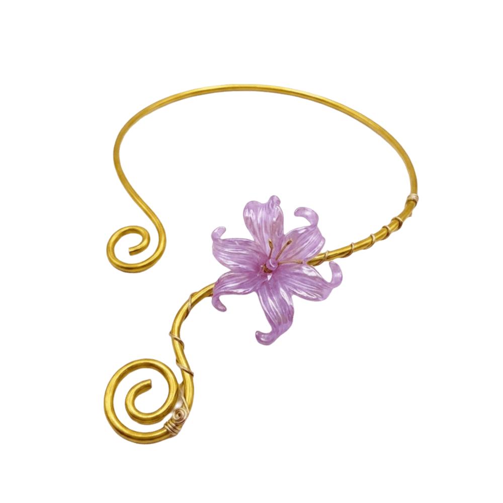 Multi Layered Flower Collarbone Chain Spiral Zinc Zinc Alloy Neck Personalized Iris Flower Necklace Daily