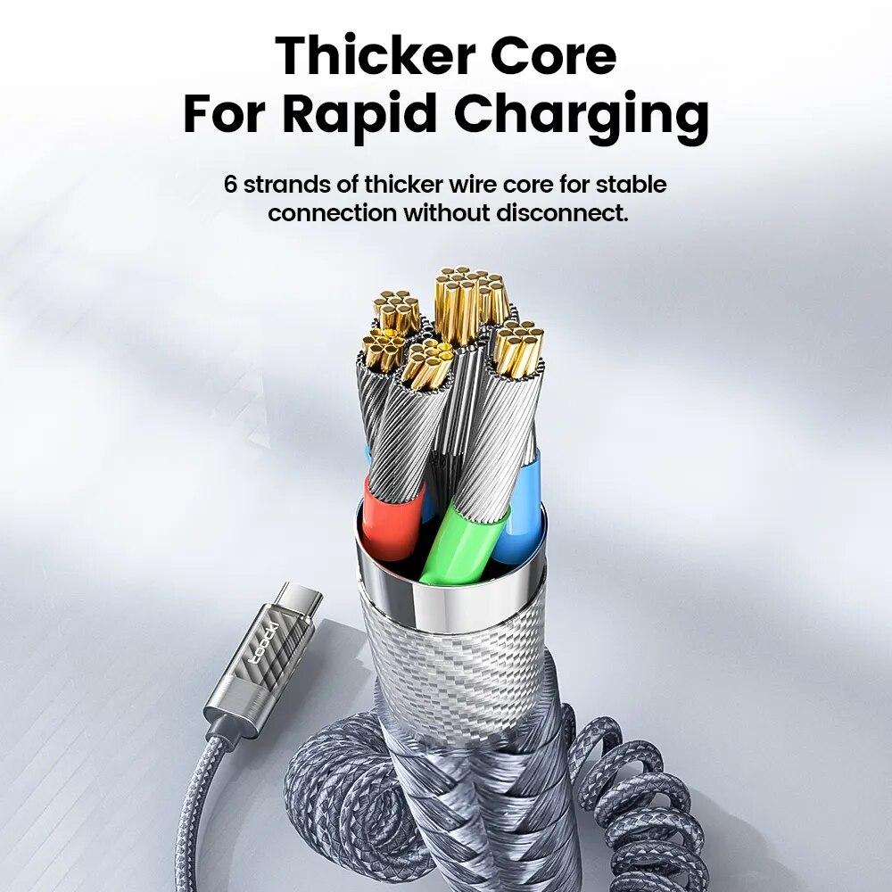Toocki Type C to Type C Cable 100W Display Fast Charging Charger USB C to USB C Transparent PD Cable For IPhone15 Macbook