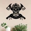 Metal Skull Axe Wall Art Firefighter Decor Indoor Outdoor Cottage Home