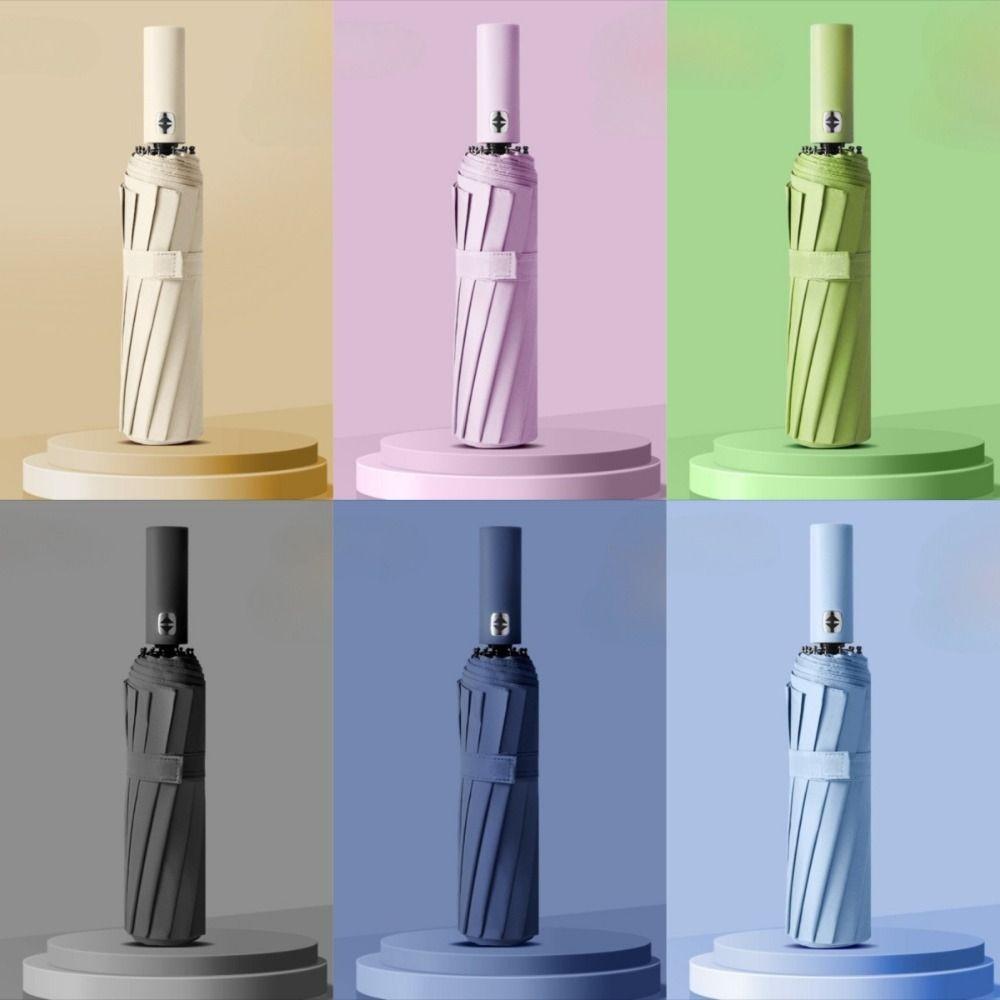 Solid Color Reinforced 24-Bone Umbrella Large Anti-UV Sunscreen Umbrella Summer