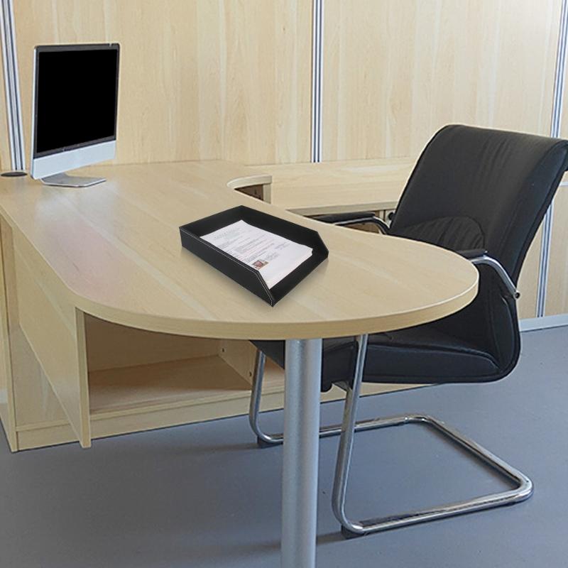 File Storage Tray Desk Organizers File Holders For A4 Documents Combining Textured PU Leather Surfaces And Sturdy Base