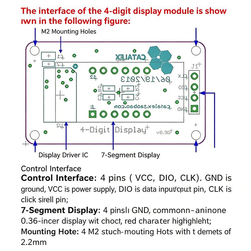 Tm1637 4 Bits Digital Led Display Module For 7 Segment 0.36Inch Clock Red Anode Tube Four Serial Driver Board Pack