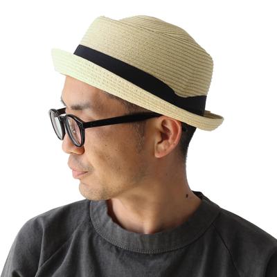 Pork Pie Straw Hat for Men and Paper Wide UV Boater Number [regnuu] Women, Braid, Brim, Protection, Hat, Spring/Summer (JP, Size, 58.5 Cm, Beige)