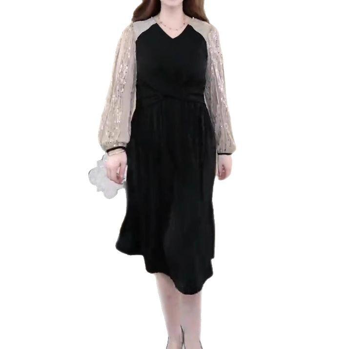 Vestido Lantejoulas Celebridade Primavera Tamanho Grande Emagrecimento - Moda Feminina de Luxo