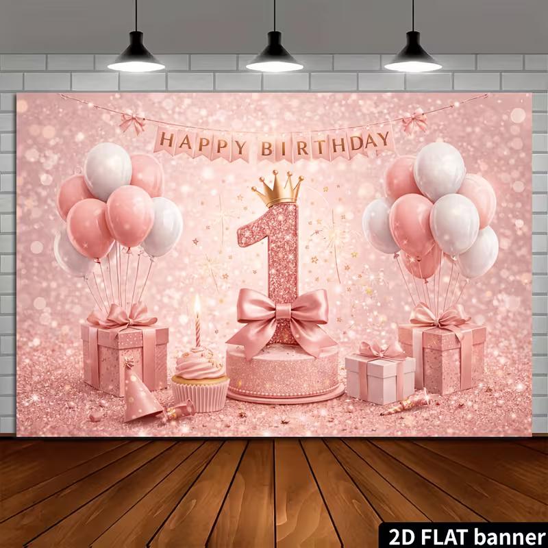 2D 60th Birthday Backdrop with Red White Roses and Gold Balloons Photography Background