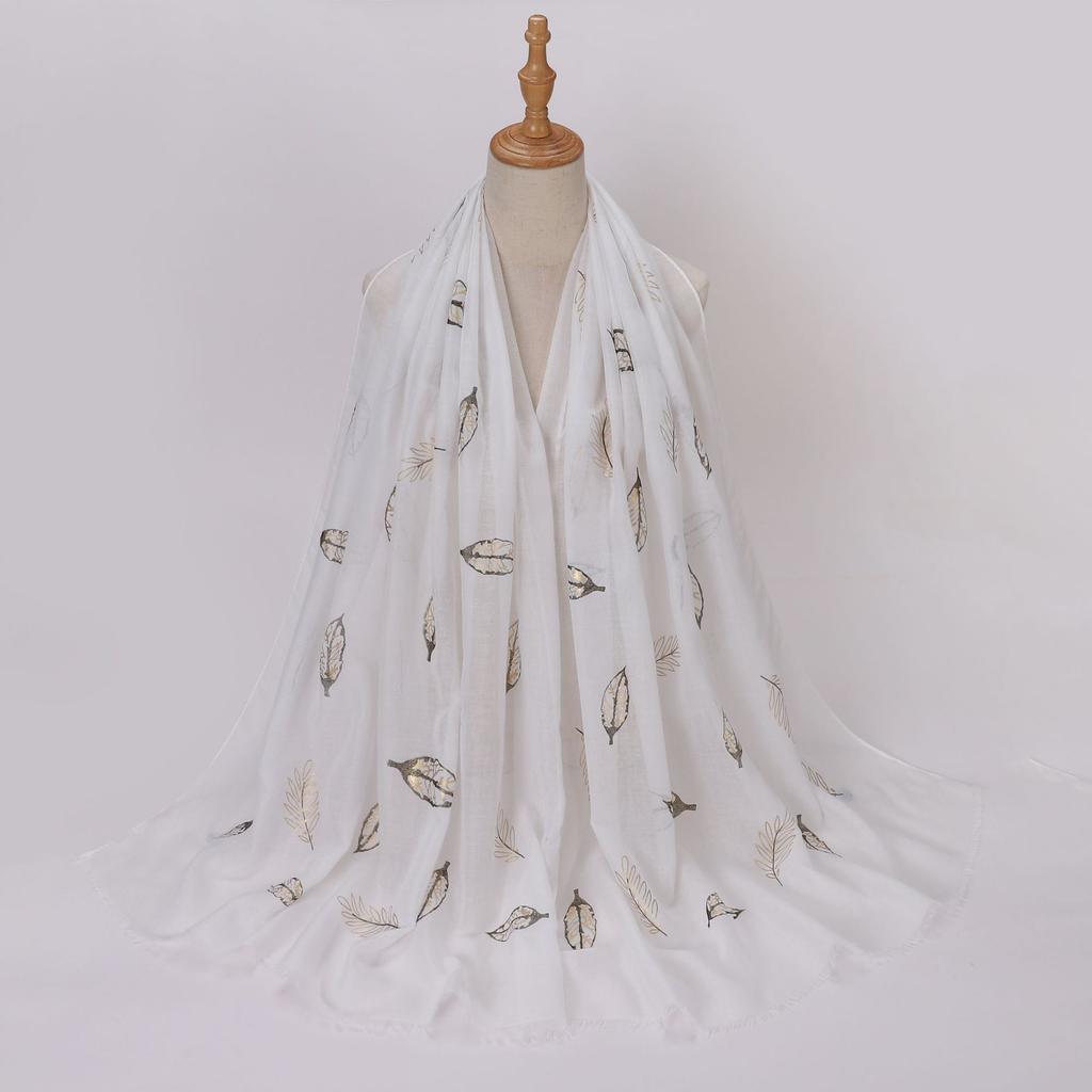 Ethnic Style Gold Foil Printed Scarf Soft Polyester Women S Fashion Scarf