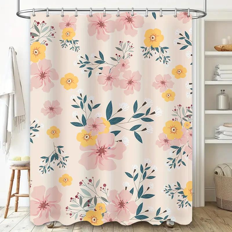 Modern Bathroom Shower Curtain Decorative Printed Waterproof Fabric Bath Liner