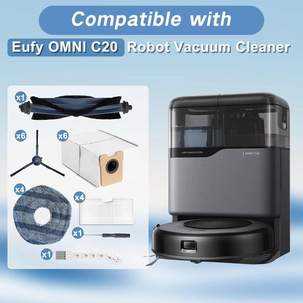 For Eufy C20 Omni Robot Vacuum Cleaner Part Main Brush Side Brush Hepa Filter Mop Cloth Dust Bag Accessories Replacement