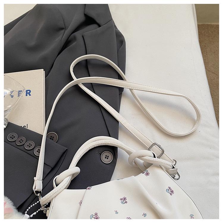 Versatile Floral Pleated Cloud Shoulder Bag - Fashionable Casual Crossbody for Women