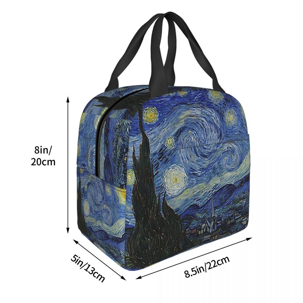Noche estrellada (Vincent Van Gogh) Bolsa de Almuerzo Térmica para Mujeres Niños Cajas de Comida Portátiles Fiambrera Térmica Bolso Tote
