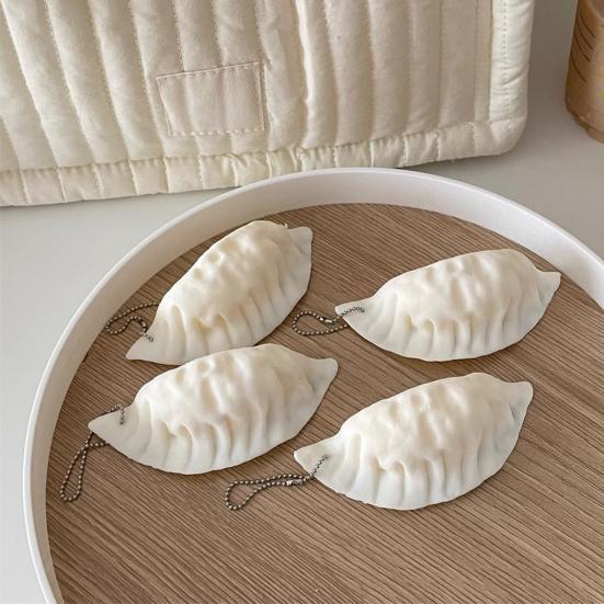 1/2/3/4Pcs Stress Relief Dumpling Toy with Bead Chain Simulated Dumpling Squeeze Sensory Fidget Toy Bag Backpack Hanging Decoration