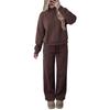 2026 Womens Solid Color Drawstring Casual 2-Piece Set Loose Long Sleeve Hoodie Straight Leg Pants