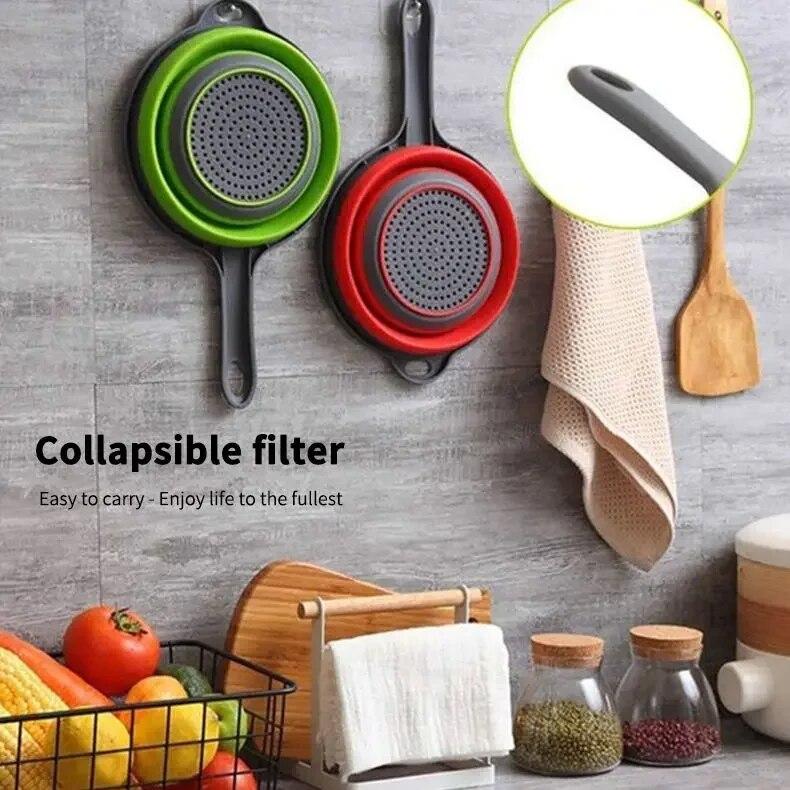 Faltbarer Abflusskorb mit Griff, Wasch- und Aufbewahrungsschüssel, rundes Gemüsereinigungssieb