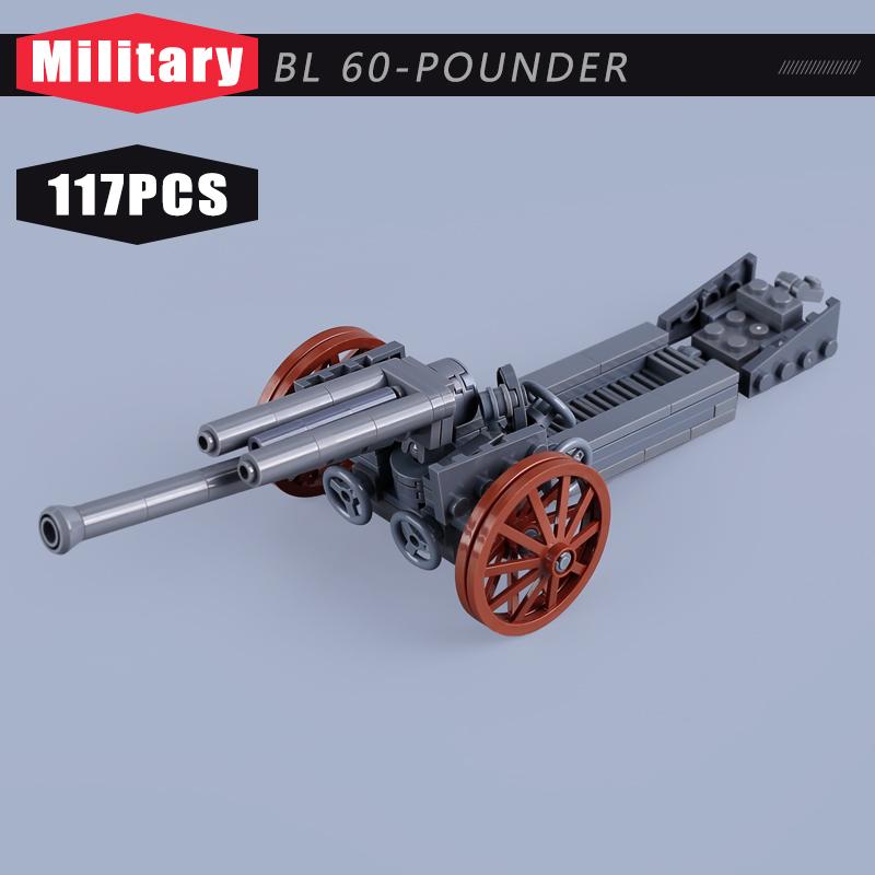 WW1 Military Series Tank Krupp Artillery Building Blocks Soldier Figures Accessories Howitzer Italian British Warrior Bricks Toy