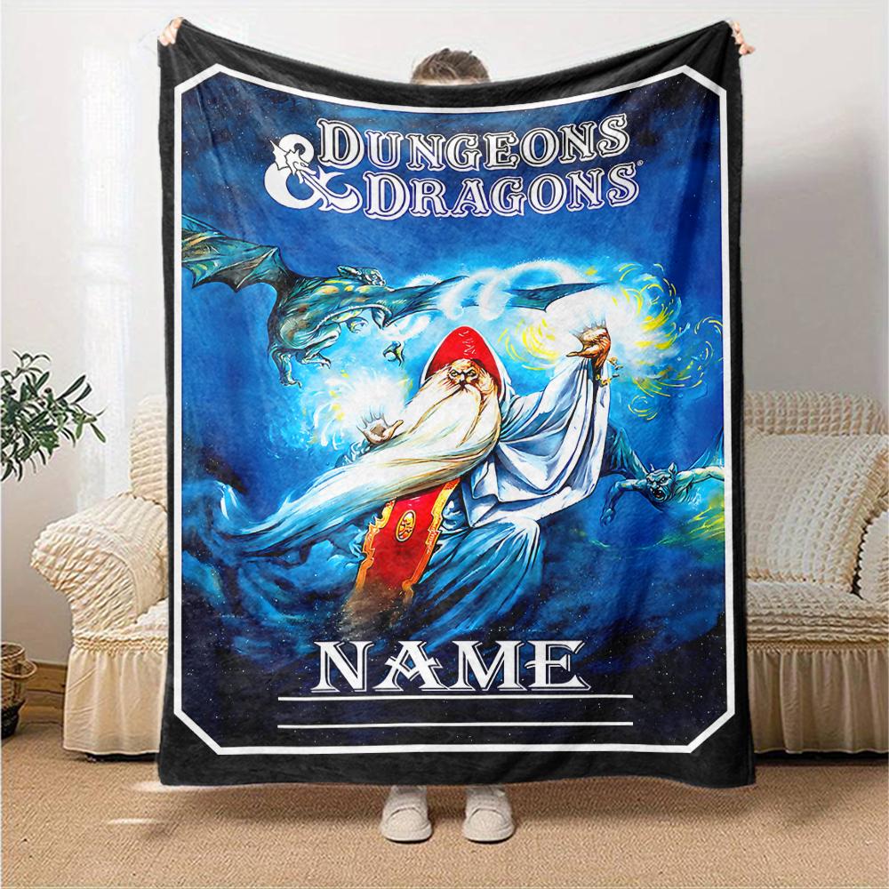 Customiz Name Personality Dungeons & Dragons (4) Blanket Soft &Warm Sofa Office Bed Travel Lunch Break Blanket, Gift Suitable for All Seasons