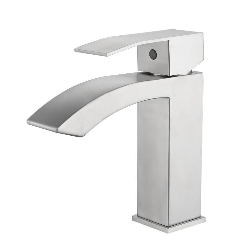 TLXT Black Square Waterfall Basin Faucet
