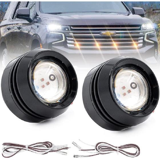 Front Bumper Extra Ice Blue LED Grill Light for 2013-2022 Chevy Silverad0 GMC Sierra 1500 2500HD 3500HD Yukon/Yukon XL Tahoe Suburban Round LED