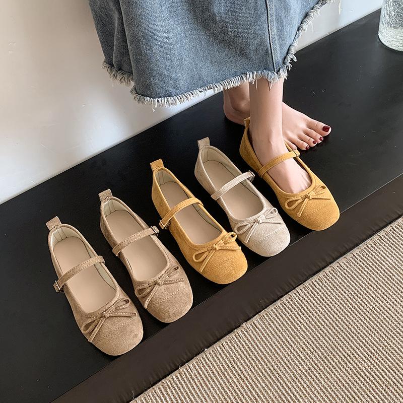 Gentle fairy wind Mary Jane shoes 22 spring French temperament elegant bow shallow mouth beautiful single shoes