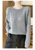 Women's 100% Wool Knit Sweater - Round Neck, Versatile Slimming Style, Cashmere Pullover, Cardigan Base Layer
