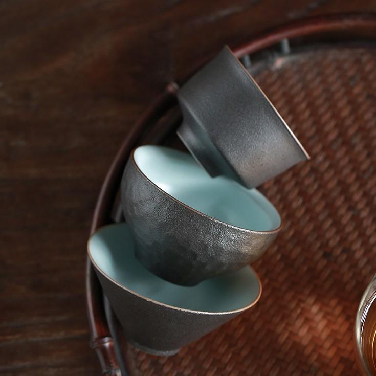 Black Pottery Ceramic Tea Cup Kung Fu Tea Set Small Tea Bowl