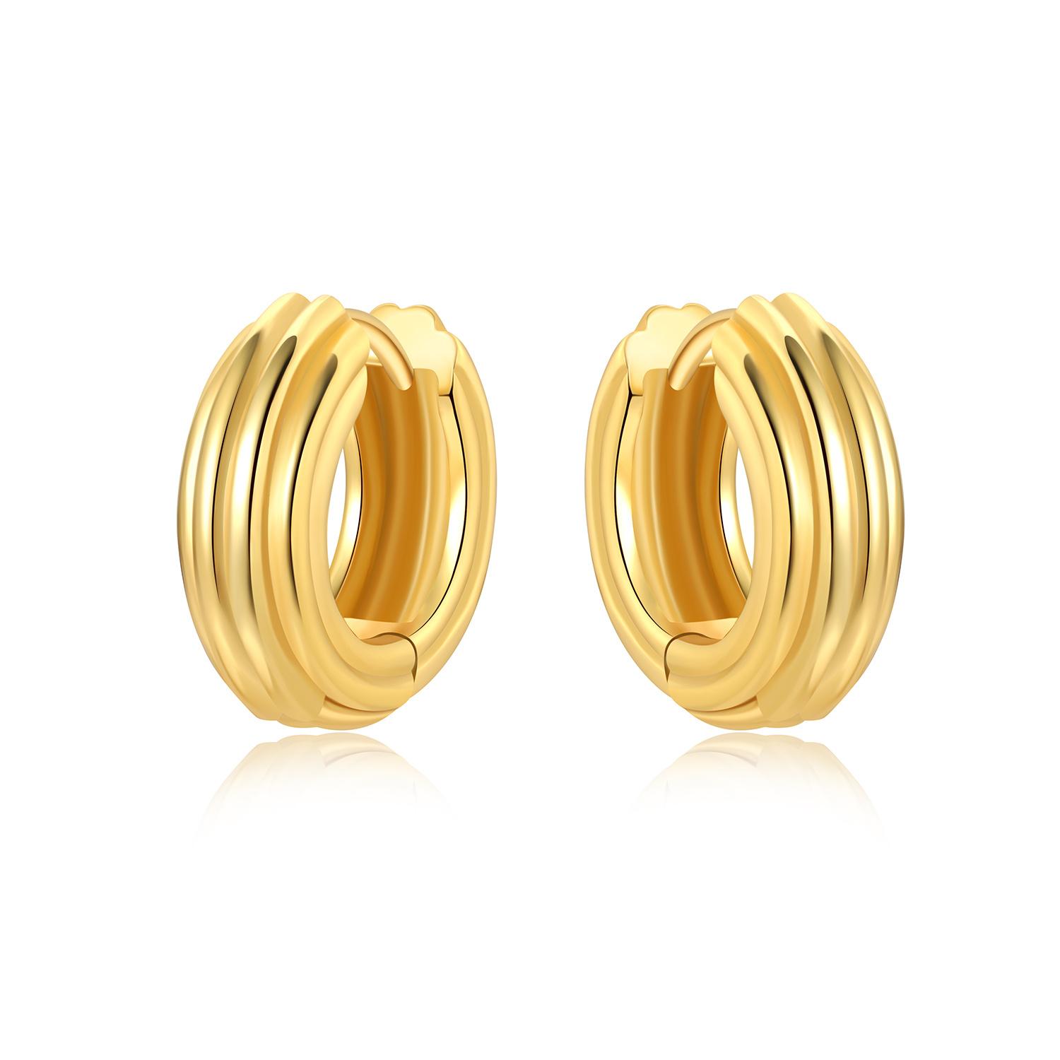 

925 Sterling Silver Golden Gorgeous Daily Earrings Jewelry Versatile Hoop Earrings for Women Jewelry Birthday Party Fine Gifts