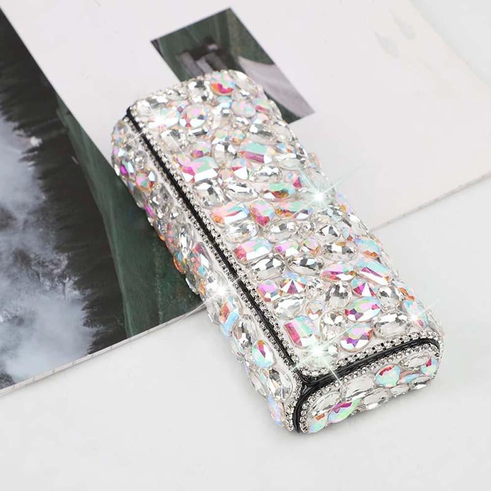 Shiny Rhinestone-inlay Glasses Case Leather Sunglasses Protective Case  for Gifts