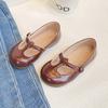 Children Casual Shoes T-tied Girls Leather Shoes Fashion Retro Princess Baby Ballet Dance Shoes Kids Girl School Footwear G06201