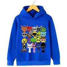 Novo Moletom Cartoon Sprunki para Crianças Jogo Incredibox Moletons Roupas de Meninos Meninas Pulôver com Capuz Primavera Crianças Tops de Manga Longa
