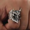 Adjustable Open Ring Men Women Vintage Demon Mask Skull Geometric Finger Copper Plated