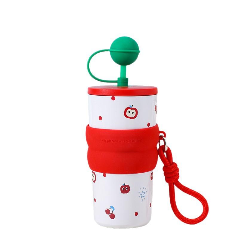New Fashionable Household Stainless Steel Thermos Cup, Simple and Creative Coffee Cup with Lifting Rope, Cute and High-value Gift Cup