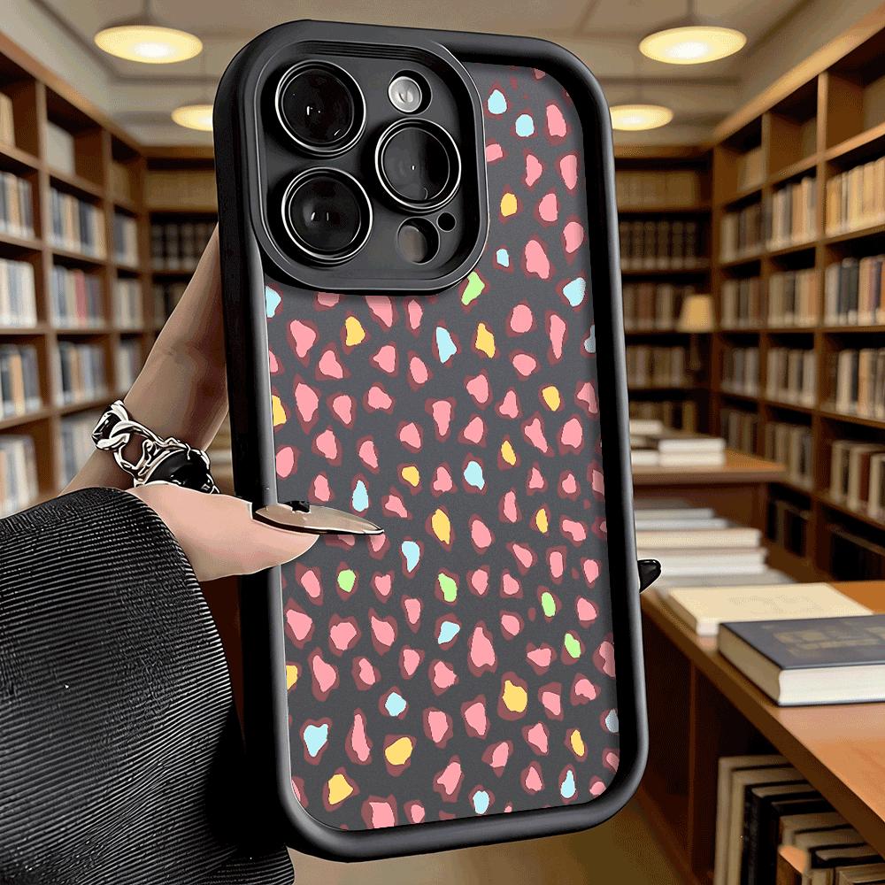Pastel Leopard Print Pattern Soft TPU Phone Case for iPhone 17 16 15 14 13 12 11 Pro Max Plus Shockproof Anti-Slip Cover