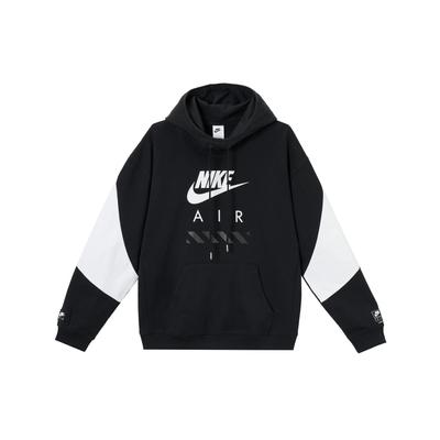 Color Block Hooded Pullover College Style Long Sleeve Sweatshirt Men Sweatshirt Black HJ0274-010