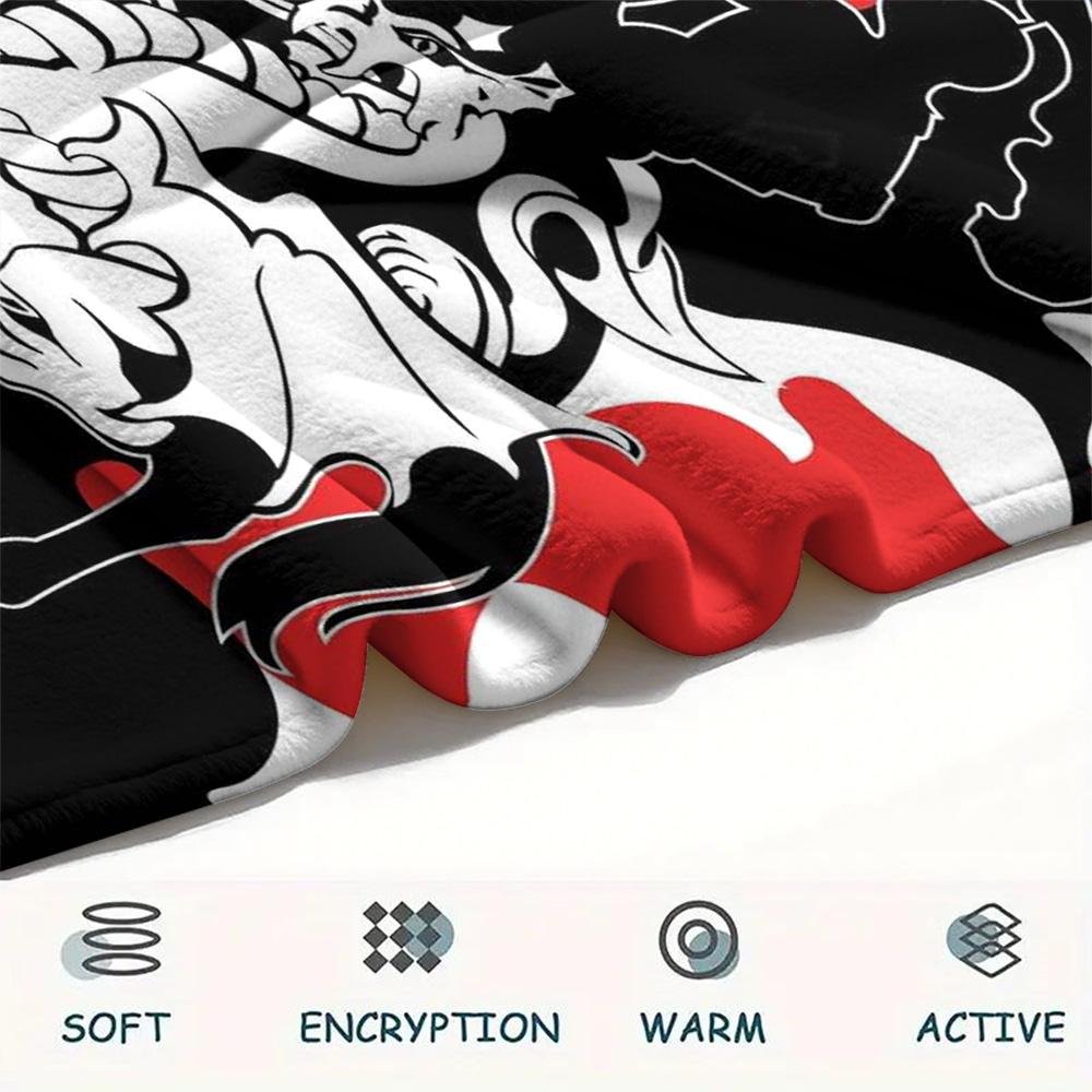 1Pc St George Dragons Print Flannel Blanket High Quality Warm Comfortable Cover for All Seasons Perfect for Gifts Home Decor