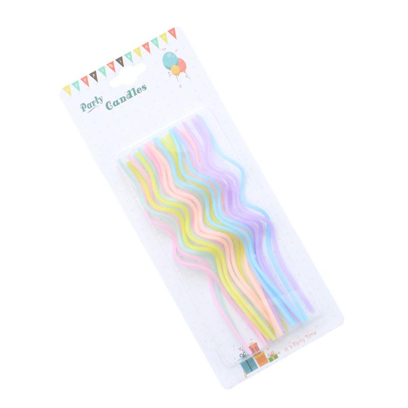 24 Curved Macaron Candles for Birthday, Creative Romantic Party Colored Spiral Candles Without Support