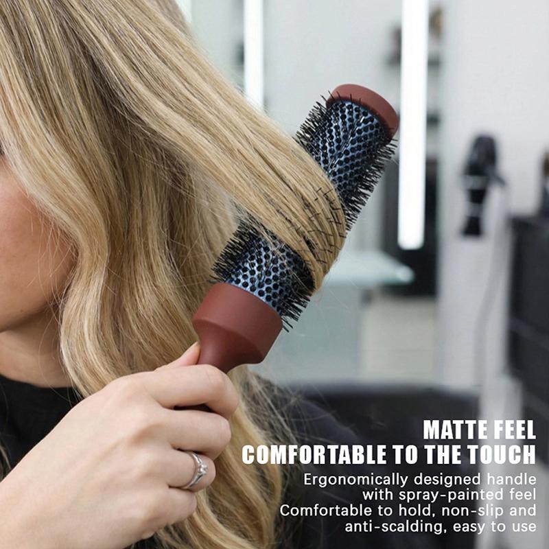 /Kuz/Long Handle Heat Resistant Ceramic Round Hair Brush For Blow Dry Curling Straight Hair Salon Styling Tool