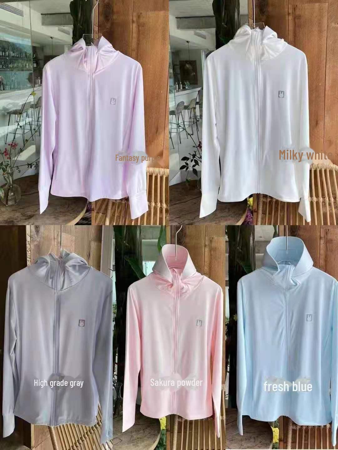 

Женская летняя солнцезащитная куртка с капюшоном: Легкий, дышащий, устойчивый к ультрафиолетовому излучению Ice Silk Milky White