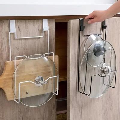 1Pcs Non Perforated Pot Lid Rack, Wall Mounted Iron Pot Lid Rack for Household Kitchen, Multi-layer Storage and Organizing Shelf