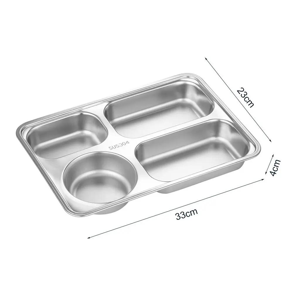 New Stainless Steel Dinner Tray Deepen Canteen Tableware Divided Plates Thickening High-quality Divided Fast Food Plate
