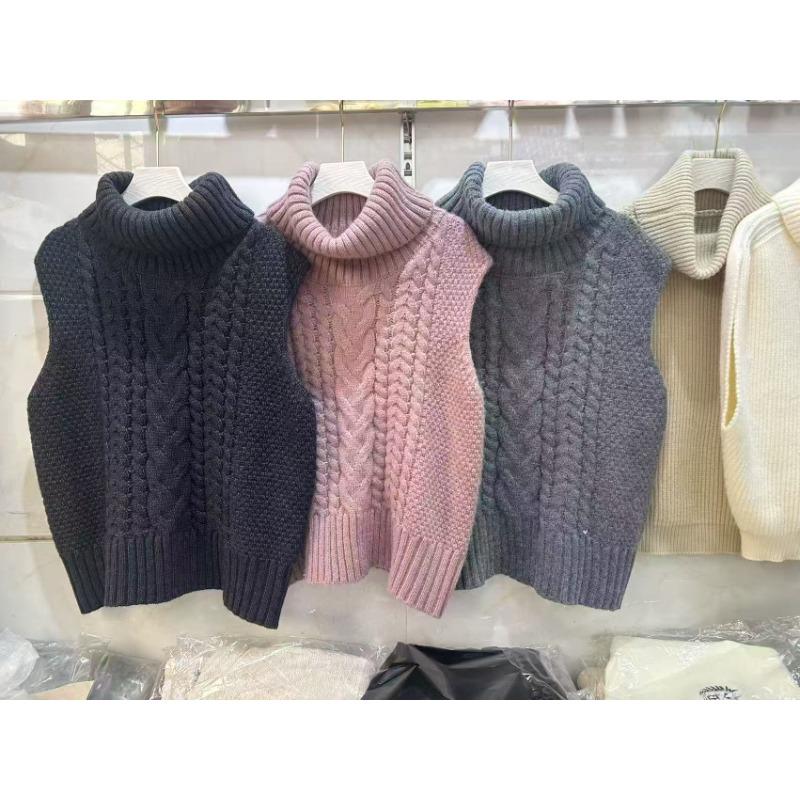 Autumn style new women's clothing fashionable twist knitted vest turtleneck sleeveless knitted top vest