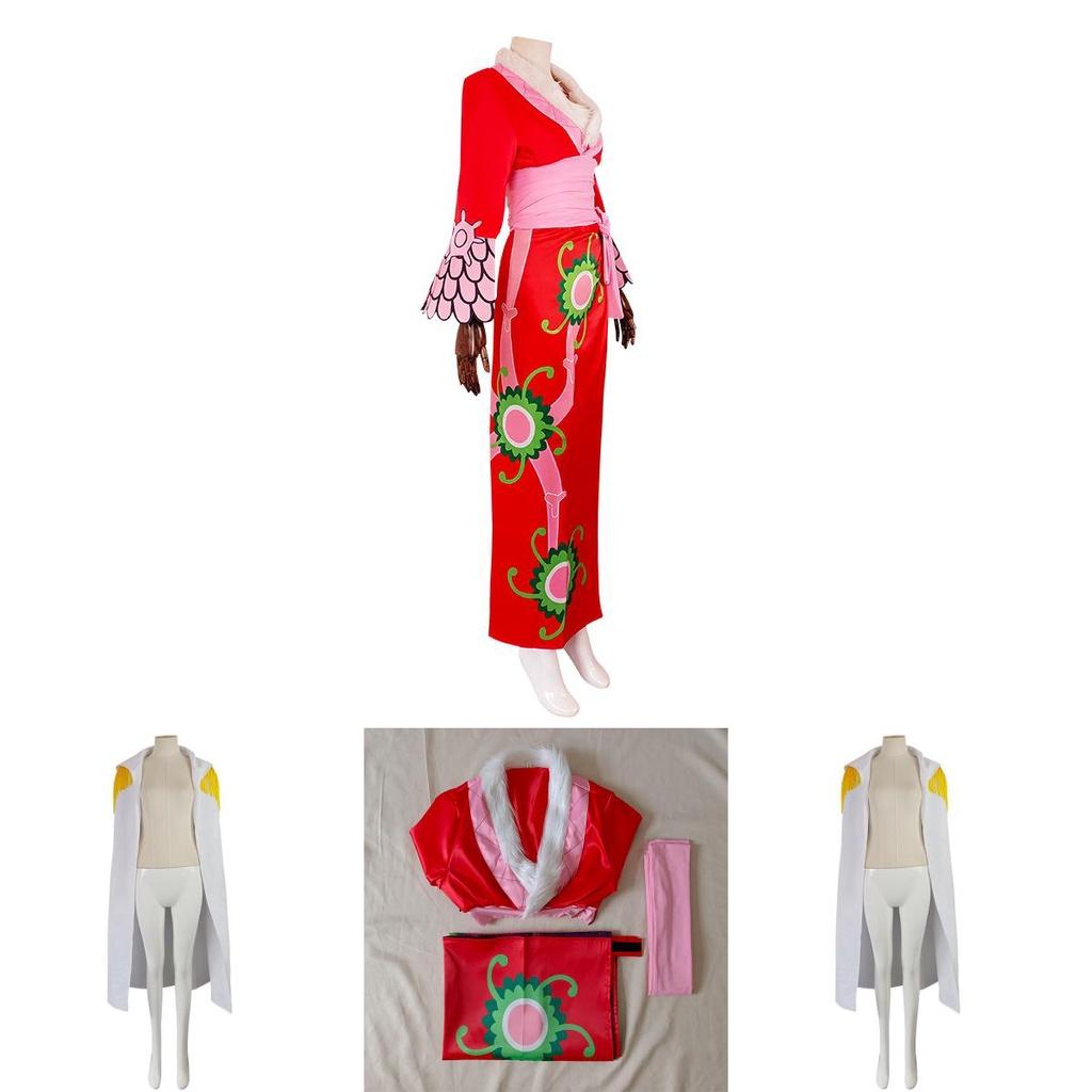 Anime One Piece Empress Hancock Cosplay Clothing Red Cheongsam Kimono Element Costume