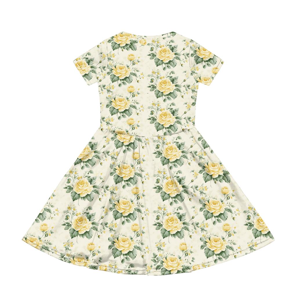 Dívčí letní šaty Barva & Potisk Krátký rukáv Šaty s kapsou Neformální šaty Krátký rukáv Párty šaty Velikonoční den