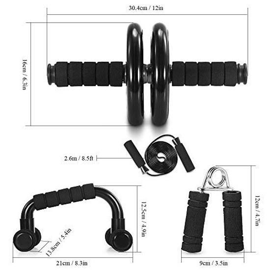 TOMSHOO AB wheel roller kit push-up bars knee mat jump rope hand gripper - home gym workout both men women core strength abdominal exercises.