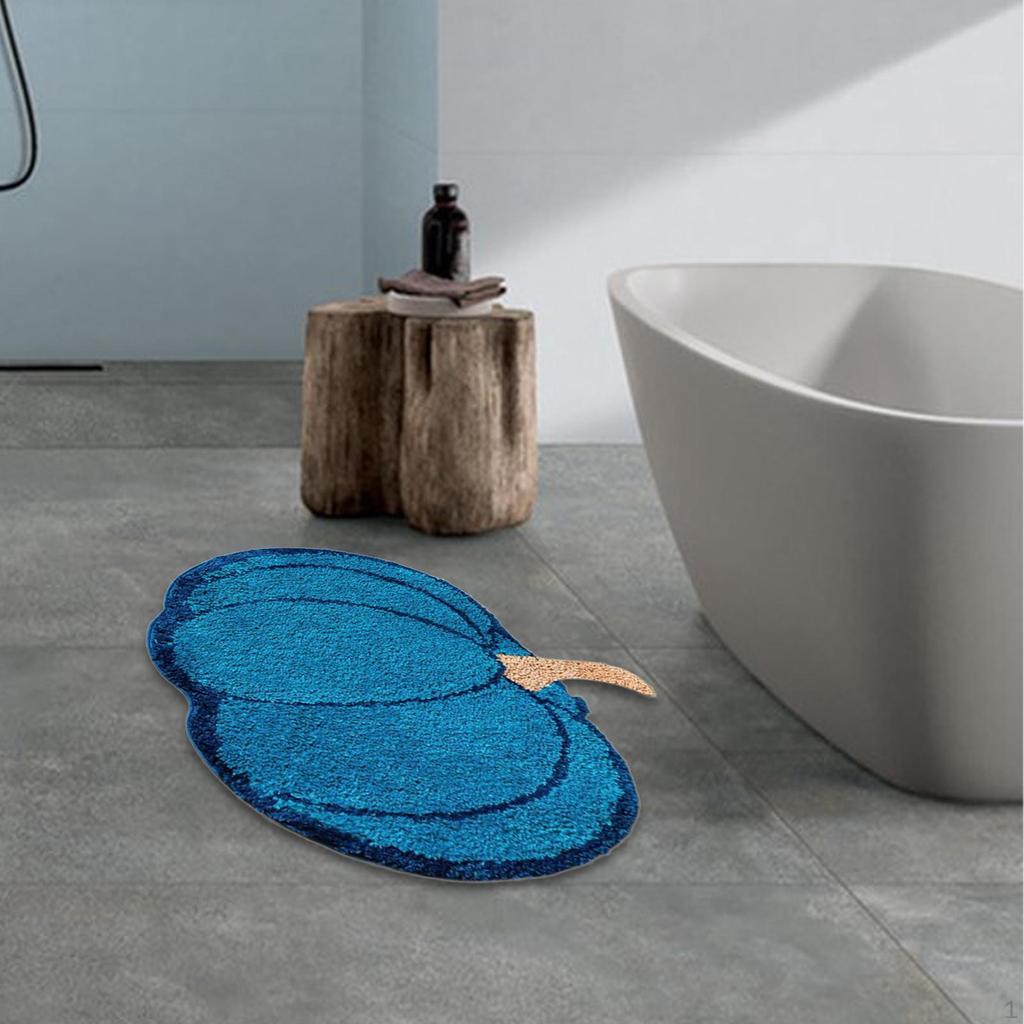 Pumpkin Floor Mat Bath Dry Fast Non Slip Water Absorbent Decorative Rug for Bathroom Tub and