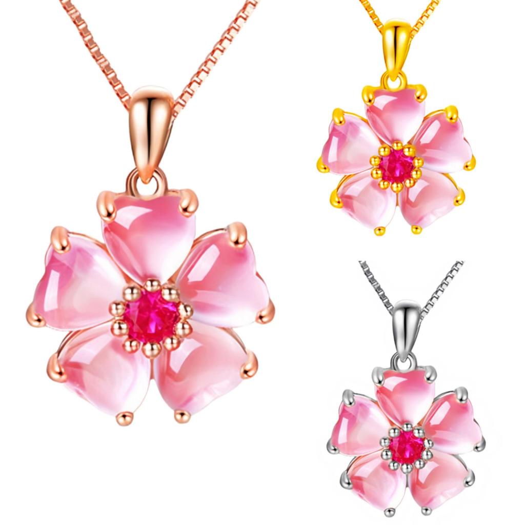 Herzförmiger Rosenquarz-Anhänger mit Pfirsichblüten und rosa Diamanten