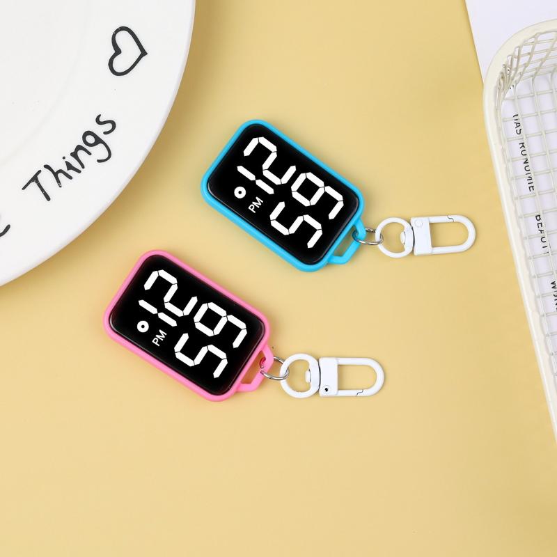 1Pc LED Keychain Pocket Watch Digital Display Electronic Watch For Youngster Student Backpacks Keys Pendant Timepiece Present