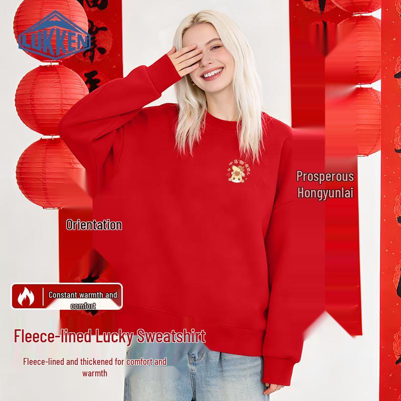 

LUKKEN Women s Fleece-Lined Little Horse Success Chinese New Year Sweatshirt L