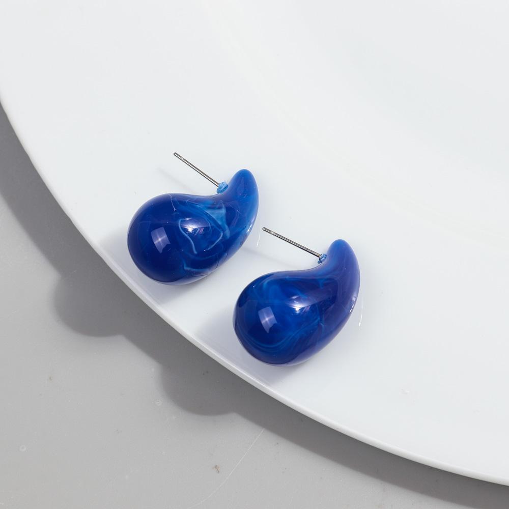 New AB Colorful Chunky Teardrop Earrings Dupes for Women Smooth Hollow Thick Water Drop Earring Hoops Trendy Jewelry Lightweight