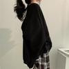 Korean Style Loose Two Piece Sweater Set Women Solid Color Versatile Padded Top Jacket for Spring and Autumn