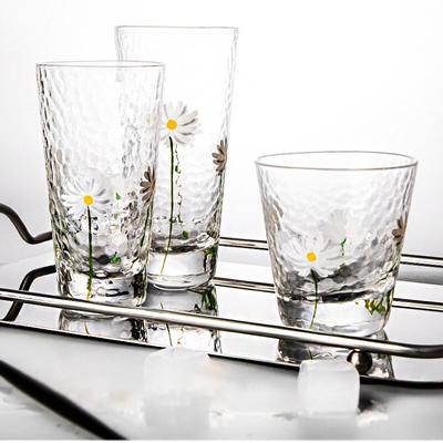 1 pezzo INS Stampa Tazza Trasparente Fiore di Libbra Tazza di Vetro Stile Nordico Colazione Latte Succo di Vetro Resistente Al Calore Caffè Tè Tazza di Acqua
