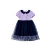 Desa Girls' Summer Lapel Short Sleeve Spliced Dress
